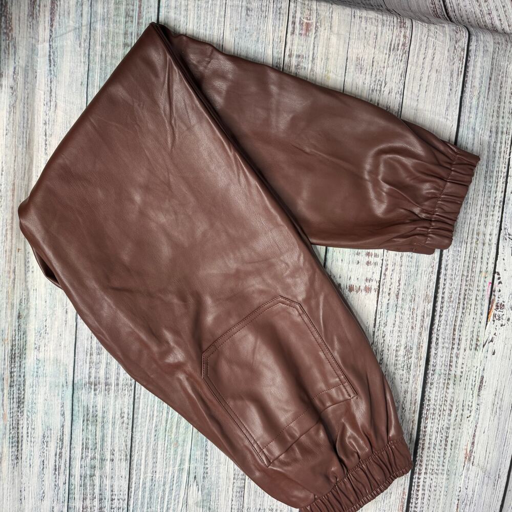 WeWoreWhat Vegan Leather Joggers Brown Butter Soft Med - Picture 4 of 9